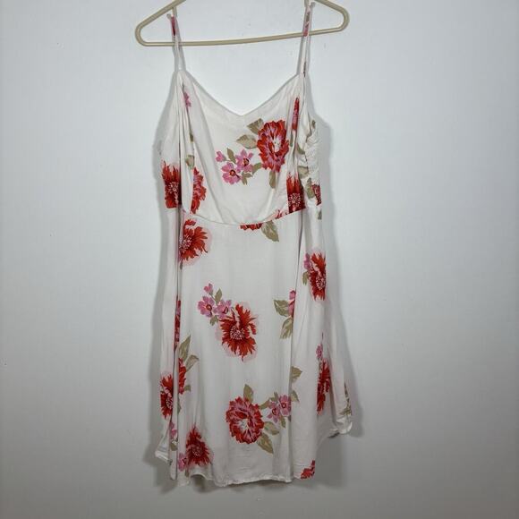 Old Navy Floral White Pink Red Print Midi Dress XL Strappy Sundress Summer - Picture 2 of 9